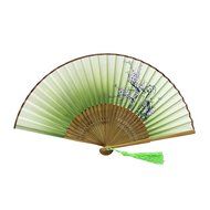 Weixinbuy Chinese Hand Held Fan Silk Flower Bamboo Folding Pocket Fan Wedding Party(Random Color) N5