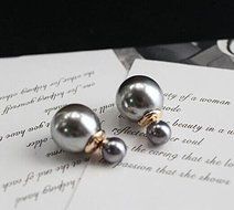Fashion Women Gold Plated Celebrity Runway Double Pearl Elegant Ear Stud Earring