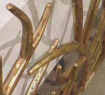 Gold Twig Branch Iron Firescreen | Open Tree Metal Fireplace Screen N6