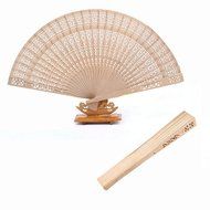 BleuMoo Chinese Fans Chinese Sandalwood Scented Wooden Openwork Folding Fan N5