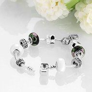 New Women Charm 925 Sterling Silver Plated Crystal Cuff Bangle Bracelet Jewelry N2