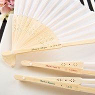 Personalized White Silk Folding Fans, 48