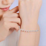 New Women Jewelry Silver Plated Beads String Chain Bracelet Bangle