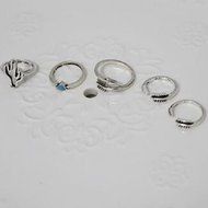 Yaheeda Women Finger Ring Accessories,9 Pcs Bohemia Style Retro Carved Nail Ring Set N9