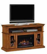 Brookfield TV Stand with 25" Curved Electric Fireplace, Premium Oak