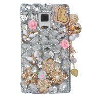 Spritech(TM) Bling Phone Case For Samsung Galaxy Note Edge,3D Handmade Silver Crystal White Flower Butterfly Accessary... N17