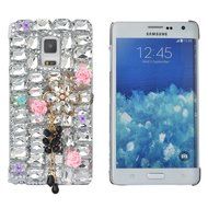 Spritech(TM) Bling Phone Case For Samsung Galaxy Note Edge,3D Handmade Silver Crystal White Flower Butterfly Accessary... N18