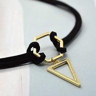 90's Black Velvet Choker Necklace Goth Gothic Retro Triangle Pendant Jewelry New