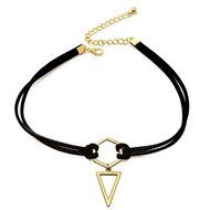 90's Black Velvet Choker Necklace Goth Gothic Retro Triangle Pendant Jewelry New N2