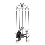 Texas Style Rustic Western Iron Fireplace 5 Piece Tool Set