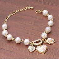 Hot Sale Women Girl Gold Metal Heart Pearl Charm Chain Bracelet Jewelry Gift N4