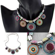 Women Fashion Jewelry Crystal Choker Pendant Chunky Statement Chain Bib Necklace N2