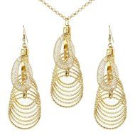 Bohemia Jewelry Set Gold Plated Multilayer Women Necklace+Hoop Dangle Earrings