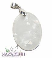 Jerusalem Cross Abalone Shell Pendant Pearl Golden Cross Holy Land Amulet 1.2" N3