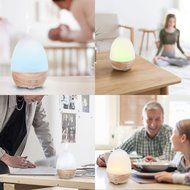 Tomons Wooden Design Essential Oil Diffuser, Ultrasound Air Humidifier with Integrated LED Lighting (6 Colors)... N5