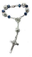 Saint Benedict Deep Blue Beads Car Rearview Rosary Catholic NR Medal Jerusalem N4