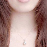 Fashion Genuine white Freshwater Pearl Pendant Necklace Silver Chain Jewelry