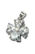 Silver Plated Jerusalem Cross Natural White Gem Pendant Holy Land 0.5"