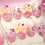 Spritech(TM) 24 Pre Design Elegant Flower Bling Rhinestone Fake Nail Piece for Bride Salon Laday Daily Use N44