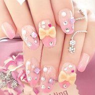 Spritech(TM) 24 Pre Design Elegant Flower Bling Rhinestone Fake Nail Piece for Bride Salon Laday Daily Use N45