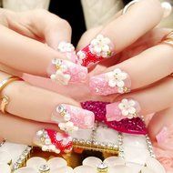 Spritech(TM) 24 Pre Design Elegant Flower Bling Rhinestone Fake Nail Piece for Bride Salon Laday Daily Use N52