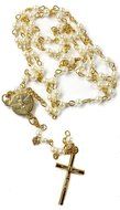 Saint Rita Da Cascia Rosary Pearl White alike Beads Blessed Prayer Medal &amp; Cross N4