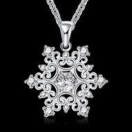 925 Sterling Silver Plated Crystal Rhinestone Flower Necklace &amp; Pendant Jewelry N3