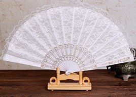 ewinever(TM) 2pcs Summer Vintage Black Lace Bamboo Hand Held Fan Party Dancing Wedding Fan