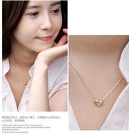 Gold Plated Heart Pendant Bib statement Chain Necklace Fashion Women Jewelry N6