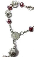 Saint Benedict Red Glass Beads Car Rearview Rosary Catholic NR Medal Jerusalem N2