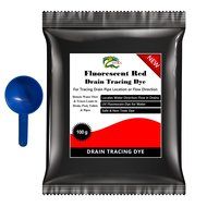 Water Leak Detection Dye Traces Leaks in Drains Pipes Pools HYDRA FLUORESCENT DRAIN TRACING DYE 100GM - Red by...