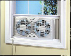 Holmes Dual Blade Twin Window fan with One Touch Thermostat N3