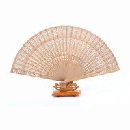 BleuMoo Chinese Fans Chinese Sandalwood Scented Wooden Openwork Folding Fan N6