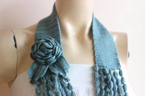 Seafoam Necklace-Seafoam Crochet Necklace-Flower Necklace Scarf- Jewelry Scarf-Handmade Loop Scarf -Cotton Summer... N4
