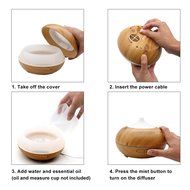 Essential Oil Diffuser, SCOPOW 300ml Wood Grain Cool Mist Aroma Diffuser with [ Timer, Auto Shut-off, 7 Colors... N8