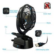 iBaste 4 Inch Portable Mini USB Charging or Battery Powered Desktop Oscillating Fan Black N14