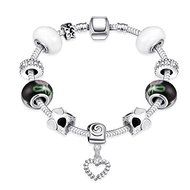 New Women Charm 925 Sterling Silver Plated Crystal Cuff Bangle Bracelet Jewelry N4