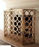 MutterMui Contemporary Italian Gold Iron Circles Modern Fireplace Fire Screen 50inches W