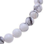 Fashion Men's Natural White Turquoise Stone Bead 8mm Gold Buddha Lucky bracelet N3