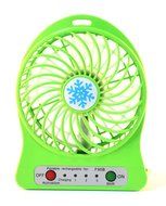 Pro-Shock 4-inch Portable Personal Battery Operated Fan Rechargeable with LED Light, Quiet ( GREEN )