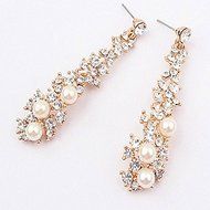 Fashion Women's Pearl Crystal Rhinestone Alloy Dangle Earrings Ear Stud Jewelry N4