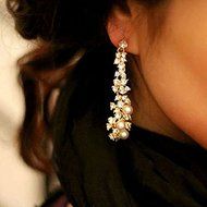 Fashion Women's Pearl Crystal Rhinestone Alloy Dangle Earrings Ear Stud Jewelry N5