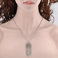 Vintage Women Dream Catcher Feather Pendant long Chain Sweater Necklace Jewelry N7