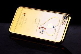 iPhone 7 Case,iPhone7 Case,ikasus Mini Love Heart Glitter Bling Crystal Rhinestone Diamonds Clear Rubber Golden... N61