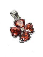 Silver Plated Jerusalem Cross Red Garnet Gem Pendant Holy Land 0.5" N2