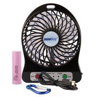 innobay 4-inch Personal Battery Operated Fan Rechargeable with LED Light, Quiet (Black) N10
