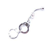 Dedegui Silver Bar Handcuffs 14g Belly Button Navel Ring Body Piercing Jewelry