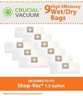 9 Shop Vac 1.5 Gallon Type A Bags, Fits ShopVac 1.5 Gallon Wet/Dry Vacuums, Compare to Part # SV-9066700, Designed...