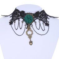 Black Lace Choker Victorian Gothic Collar Necklace Pendant Jewelry N11