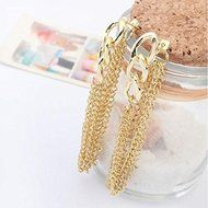 2Pc Elegant Women Gold Tone Tassel Pendant Ear Stud Long Drop Dangle Earrings N4